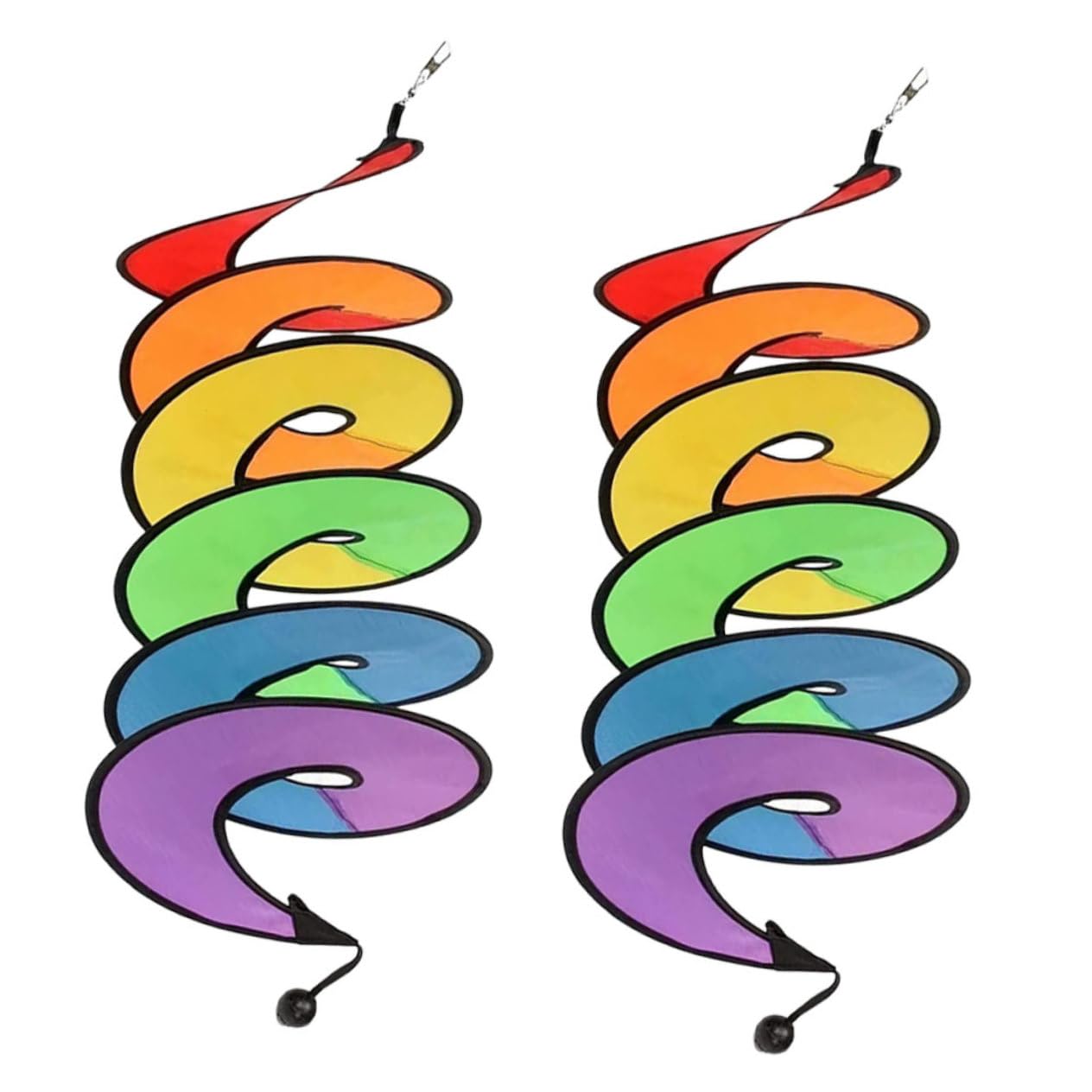Happyyami 2pcs Polyester Rainbow Windmill Wind Spinners Garden Decor Outdoor Windmill Portable for Yard Lawn