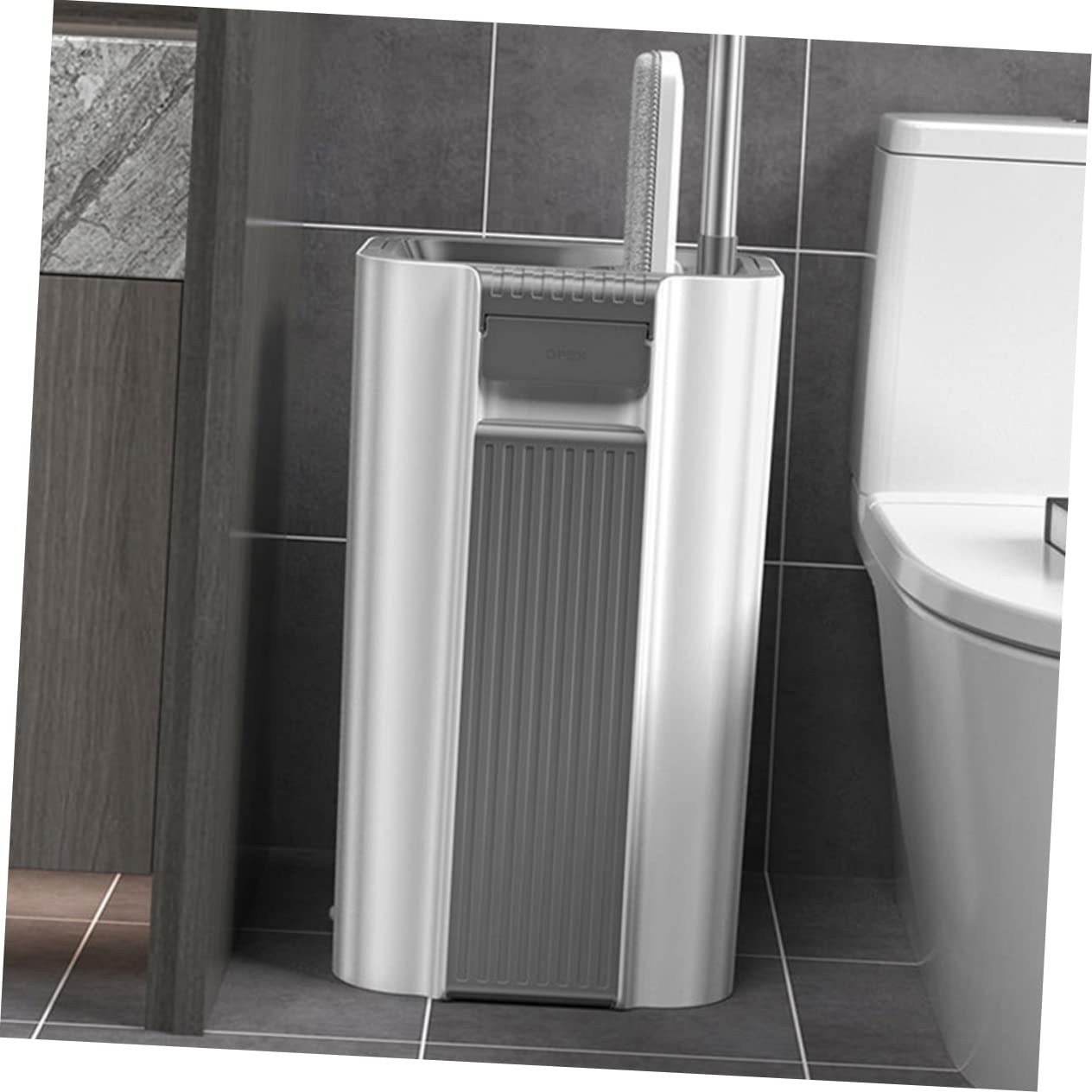 Juego de Trapeador Limpio Cubo, Acero Inoxidable, Plata | Paño de Microfibra de Repuesto, Asa Portátil Integrada, Rotación Flexible para Suelo y Habitación
