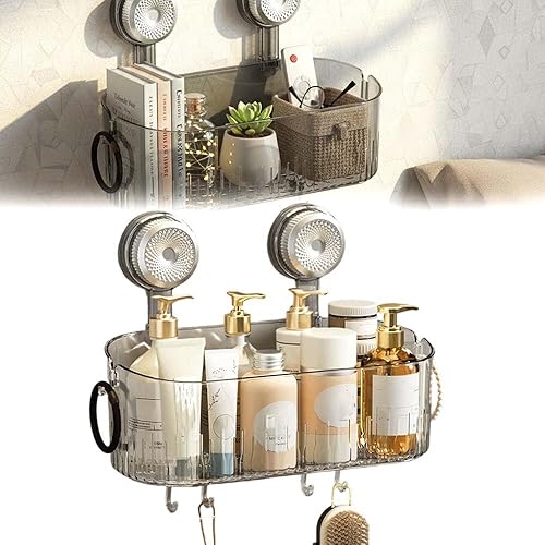AIIONP Caja de almacenamiento con succión para baño sin taladro, nuevo estante con ventosa 2026, organizador de ducha portátil para el hogar, cesta