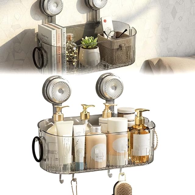 AIIONP No-Drill Bathroom Suction Storage Box 2026 New Suction Cup Shelf Portable Wall Mounted Bathroom Organizer for Shower