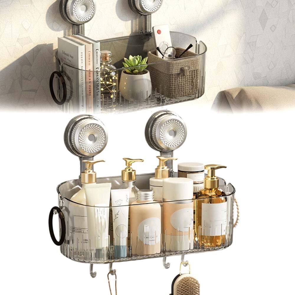 AIIONP No-Drill Bathroom Suction Storage Box 2026 New Suction Cup Shelf Portable Wall Mounted Bathroom Organizer for Shower