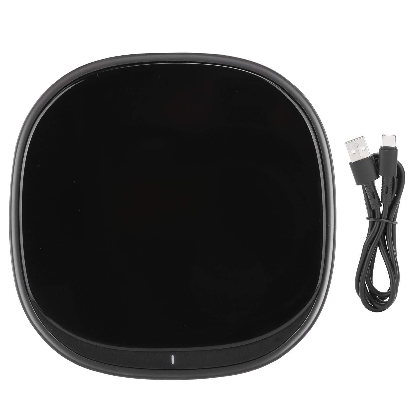 Wakects Caricabatterie Wireless da 15 W, Caricabatterie Rapido Wireless in Lega di Zinco e Vetro, Pad di Ricarica di Tipo C con modalità 5 W 7,5 10 15, Custodia da 2 a 8 Mm per Viaggi in Ufficio a