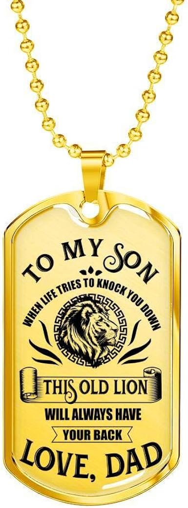 Amazon.com: Lion Dad To Son Dog Tag 