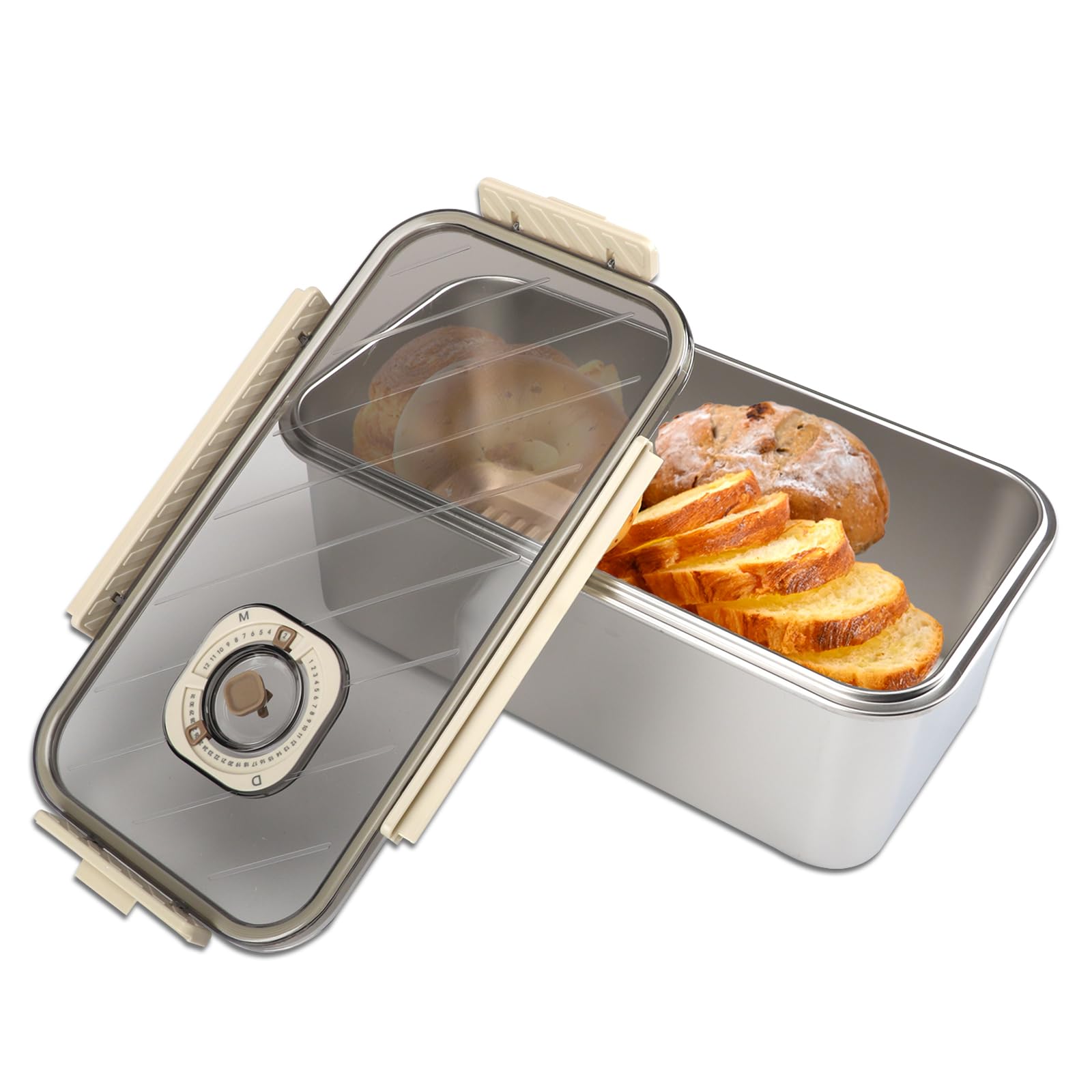 Longzhuo Food Containers for Freezer, Reusable Cheese Container for Refrigerator, Stainless Steel Food Containers with Lid, Food Storage Container for Bread, Fruilts,Vegetables and Meat