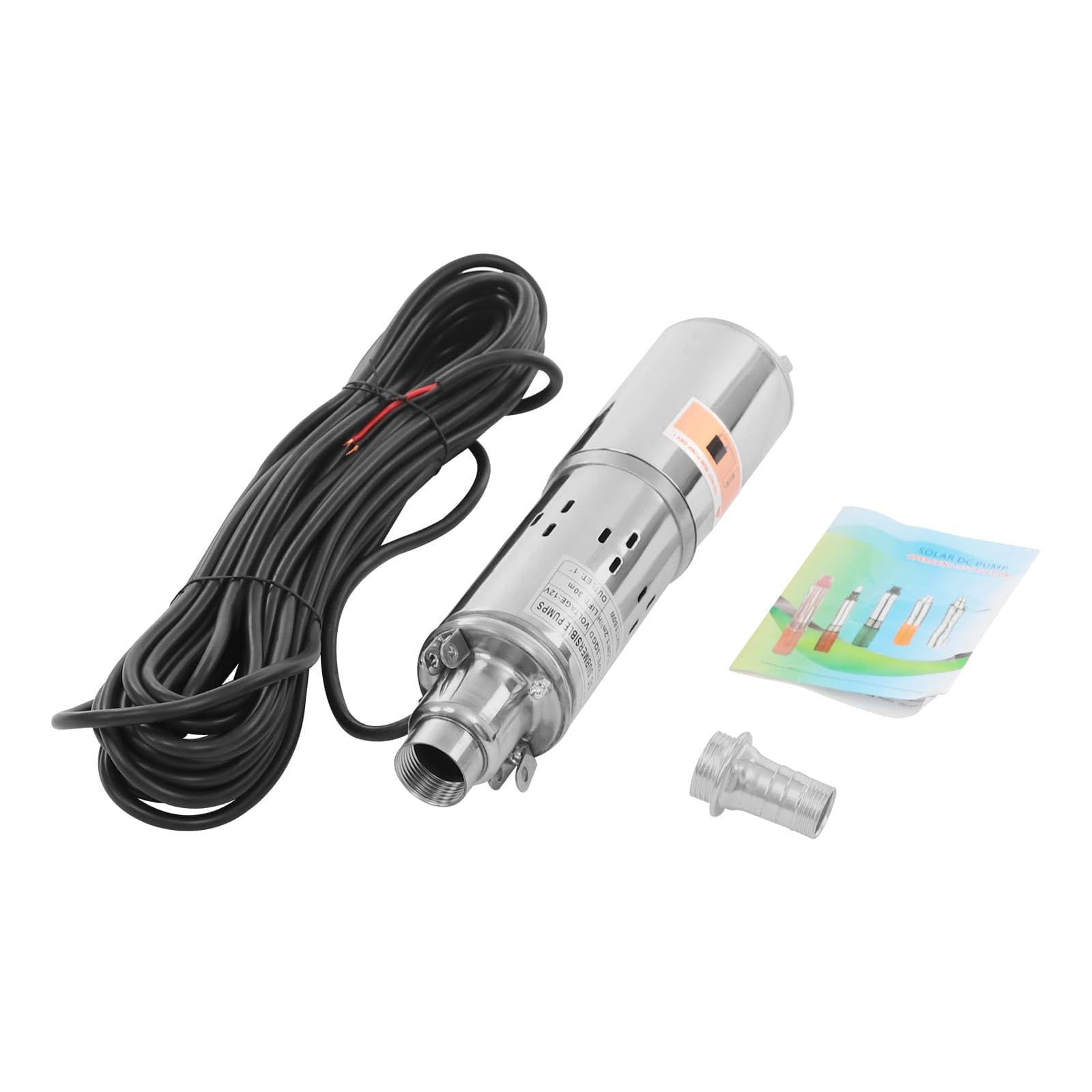 Pompe Immergée pour Puits Profond Solaire, 12V 180W 1000L/H 30m, Pompe de Puits Submersible, Pompe à Eau en Inox, IP68, Silencieuse (0-30dB), pour Irrigation Jardin Ferme Maison