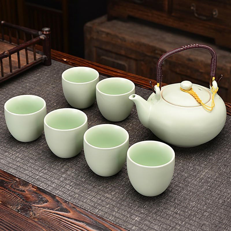 Miniatura 2 de KEYDUACU Juego de té japonés, incluye 1 tetera de 27 onzas, 6 tazas de té, 1 bandeja de té, hermosos juegos de té asiático para adultos, amantes del