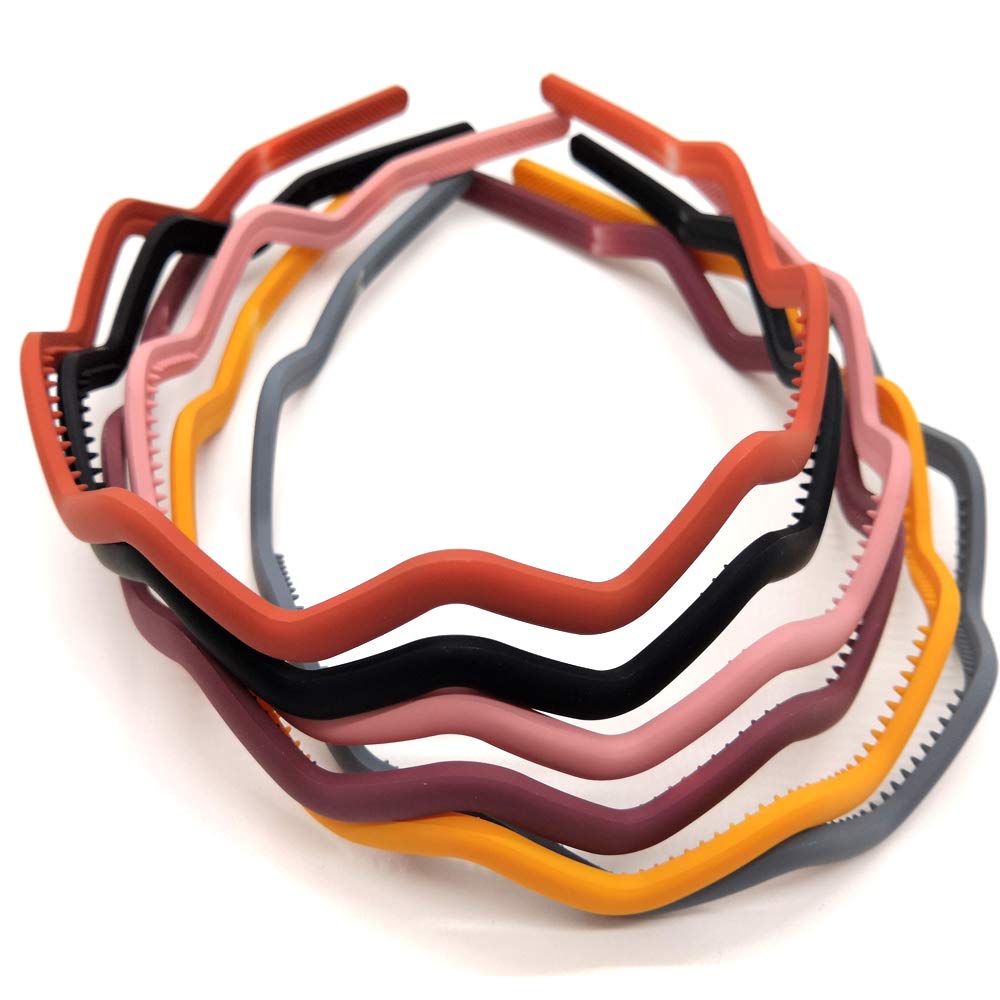Baoii6pcs Plastic Hair Hoop, Colorful Wave Headbands Plastic Headband Comb DIY Hair Bands for Women Girls(6 colors)