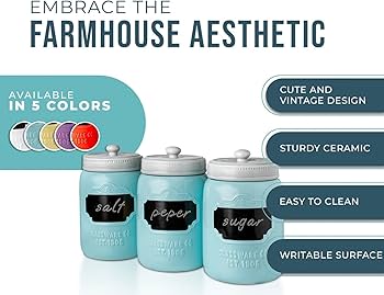 Amazon | メイソンジャーセラミックキャニスターセット キッチン