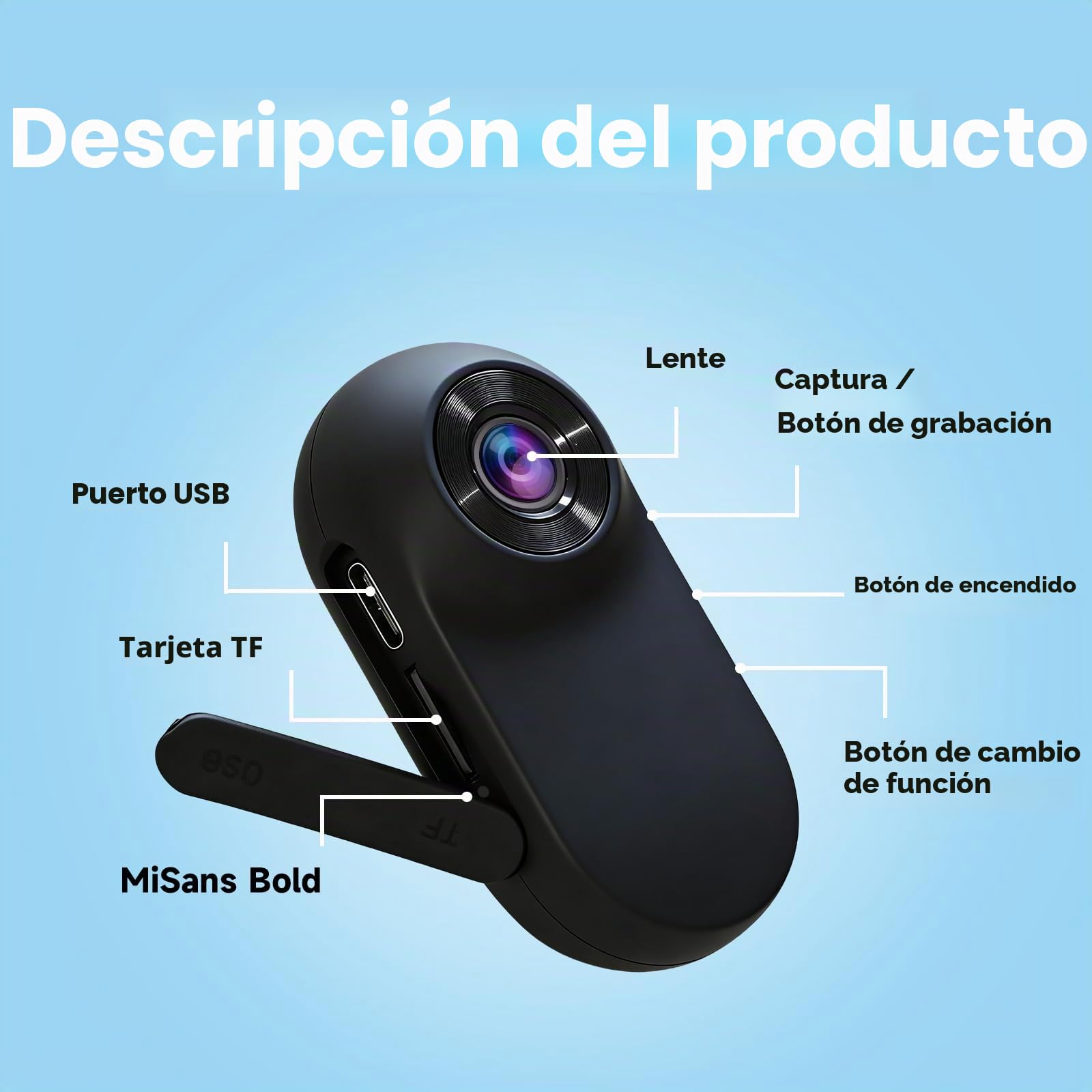 Mini Cámara Deportiva Ultraligera, 32GB Camara Casco Moto, con Clip Trasero POV Camera Multifuncional, Camara Moto Ideal para Viajes, Ciclismo y Aventuras al Aire Libre(Azul Marino)