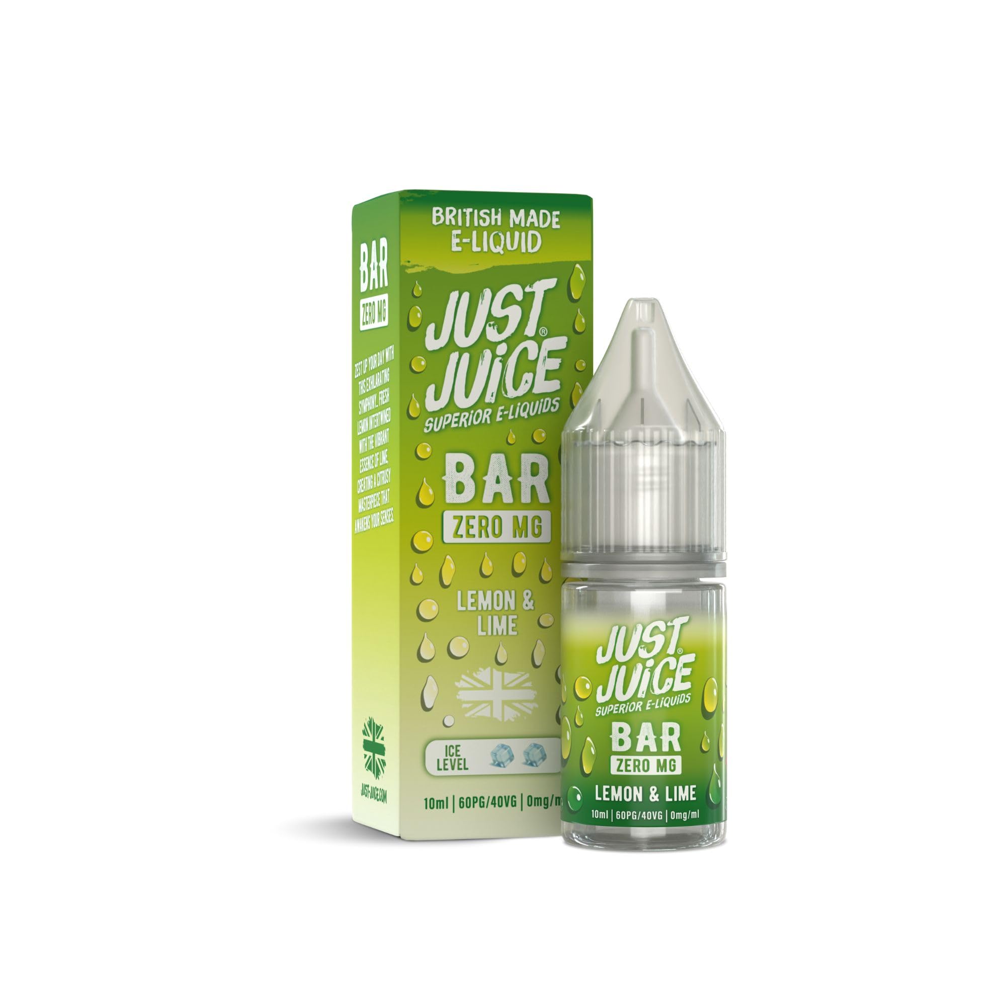 Just Juice Superior E-Liquids Vape Liquid with No Nicotine - Lemon & Lime Flavour - 10ml Bottle, 60/40 0mg e-Liquid, Nic Free eliquid