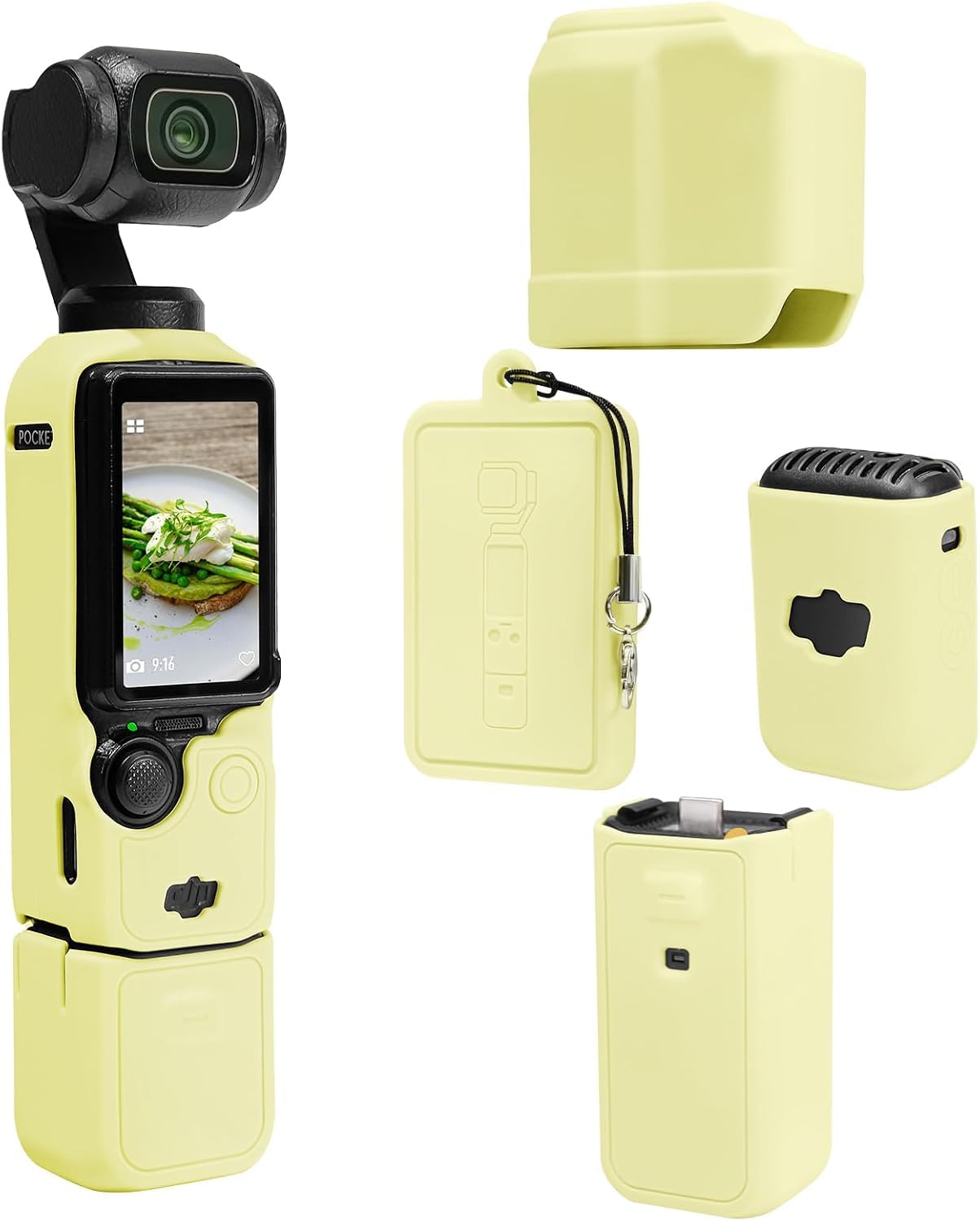 Etui Pocket 3, miękkie silikonowe etui ochronne kompatybilne z DJI Osmo Pocket 3 Creator Combo, lekka osłona ekranu Osmo Pocket 3, ŻÓŁTY, Akcesoria do aparatu