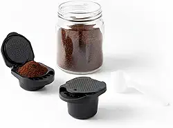 Adaptador Café Moído Reutilizável com Colher Dosadora - Cápsula Refil Compatível Máquinas Café - Plástico Premium Livre BPA