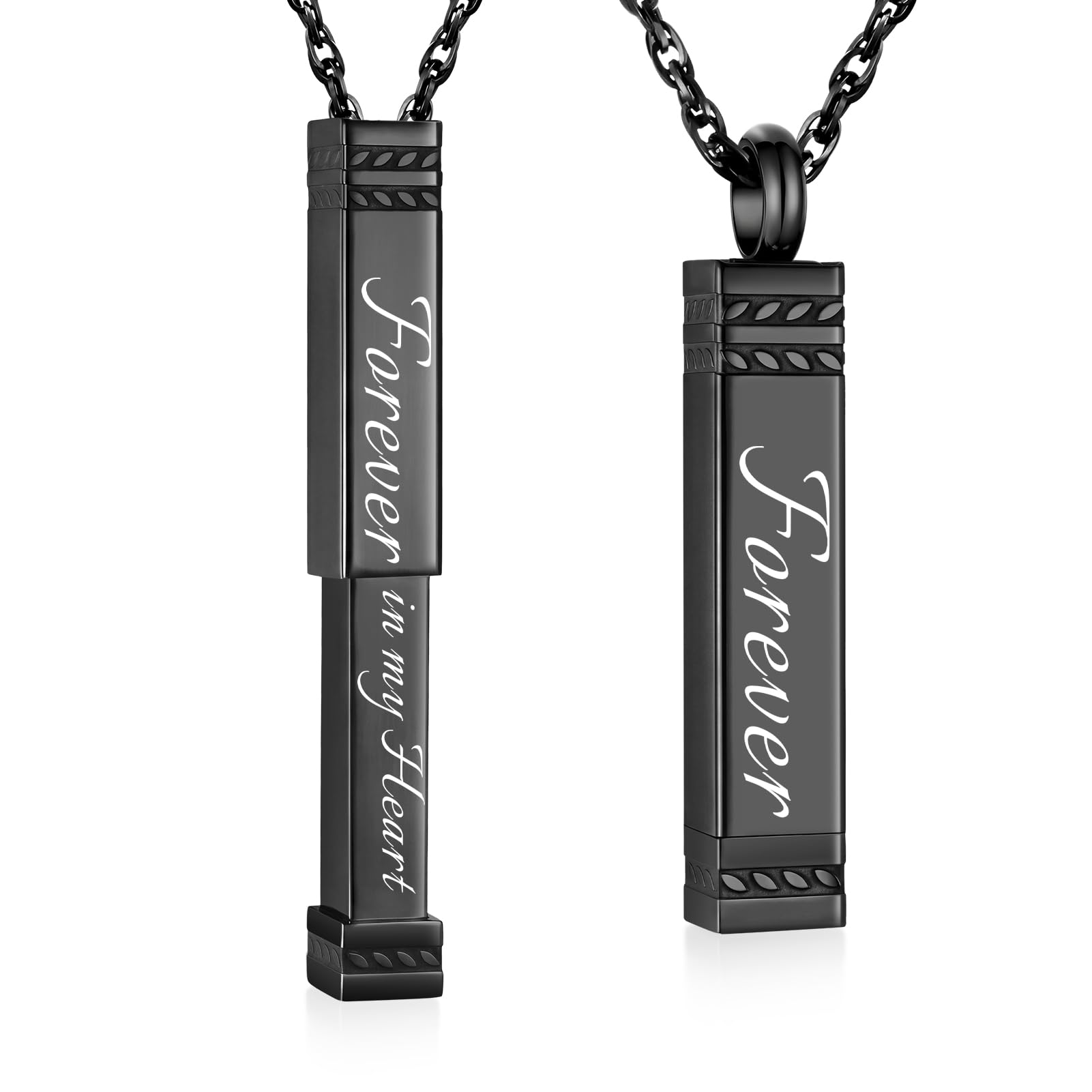 abooxiu Urn Necklace for Ashes Memorial Cremation Jewelry for Ashes Stainless Steel Ashes Jewelry Cube Ashes Necklace Bar Urn Pendant for Women Men