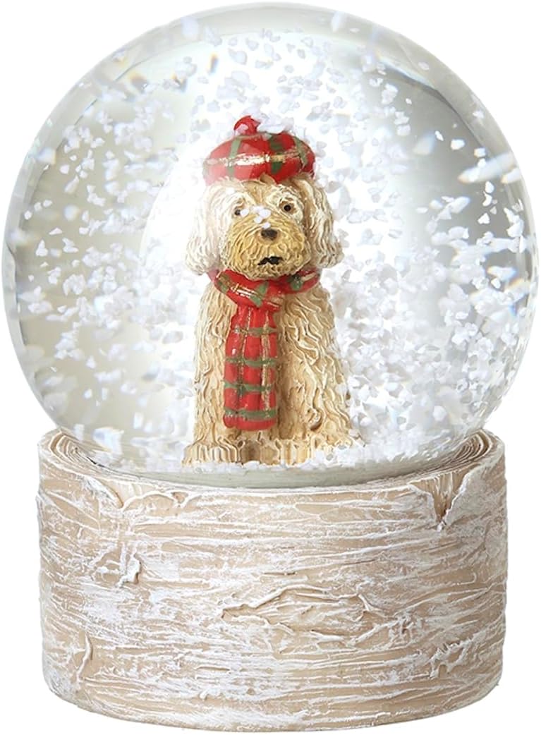 Dog in Tartan Hat and Scarf Christmas Snow Globe