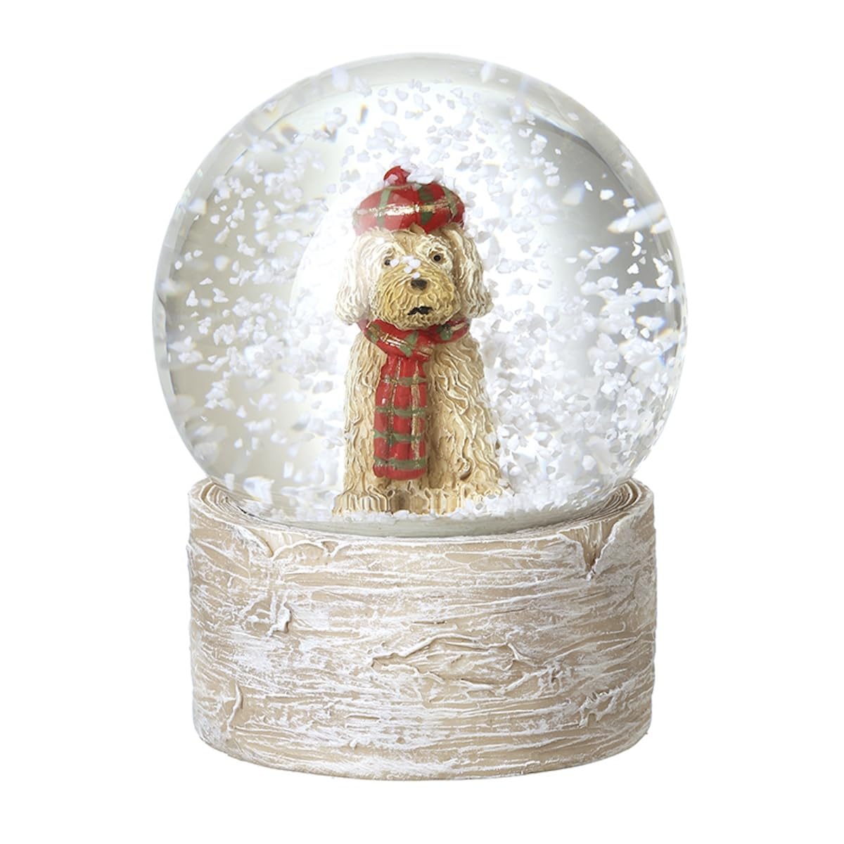 Heaven Sends Multicolor Dog In Tartan Hat And Scarf Christmas Snow Globe