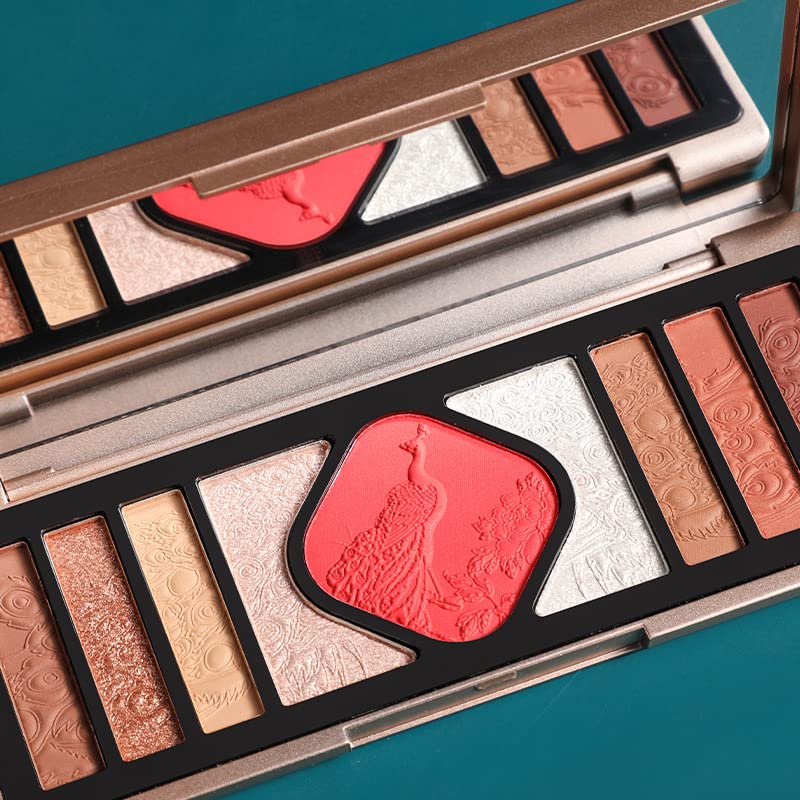 Miniatura 5 de Paleta de maquillaje de ojos, versión de alta calidad paleta de sombras de ojos de alivio de pavo real, estilo chino, sombra de ojos mate, juego de