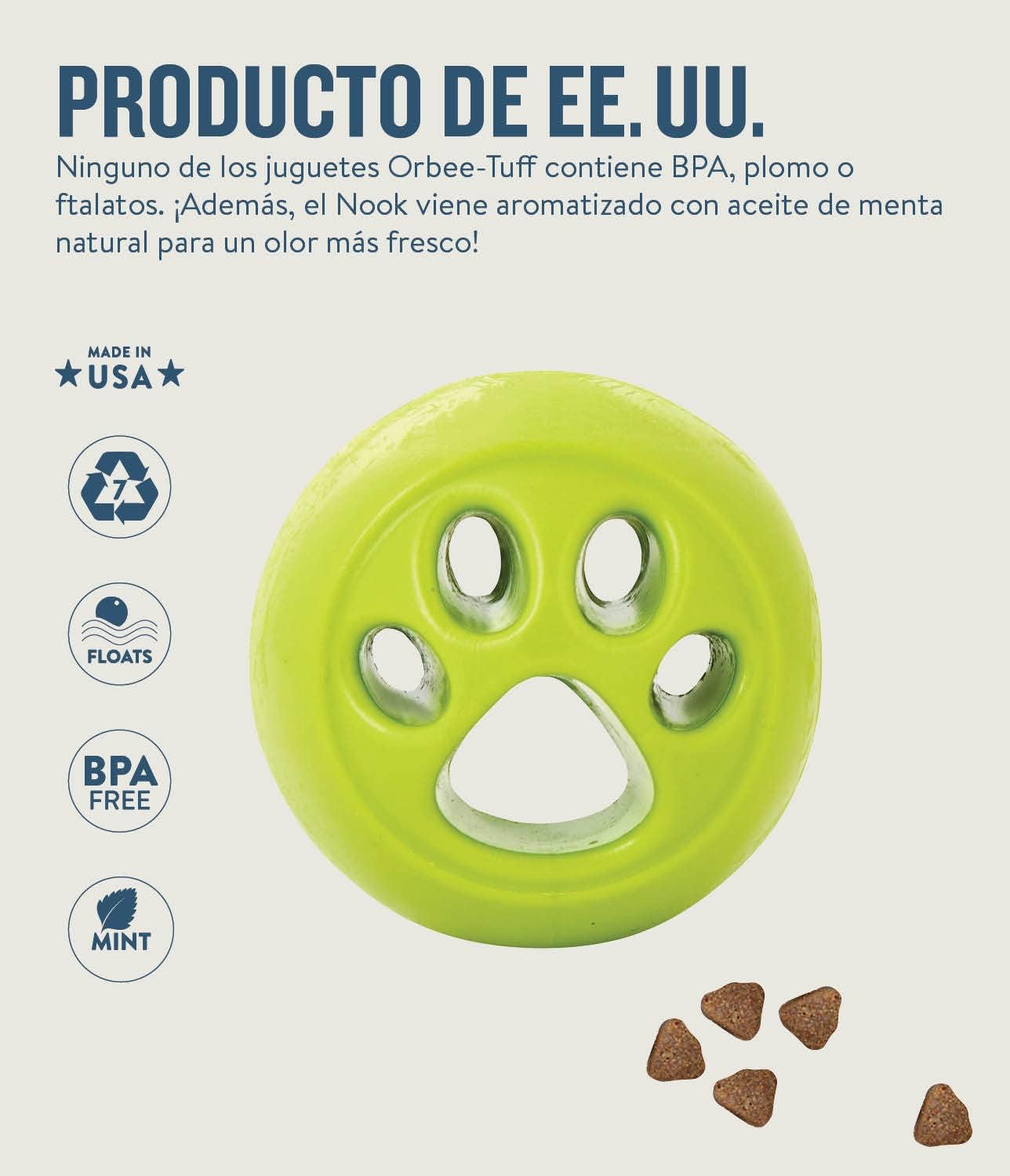 Planet Dog Orbee-Tuff Nooks Green Paw Print Treat-Dispensing Dog Toy