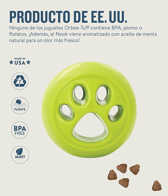 Foto 5 de 7 de Planet Dog Orbee-Tuff Nooks - Juguete con dispensador de recompensas para Perros - Patita Verde