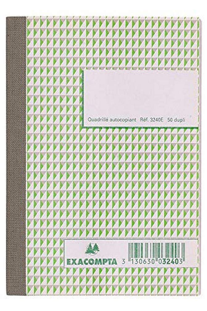Exacompta - Réf. 3240E - Paquet de 10 manifolds quadrillés 5x5 - 50 feuillets numérotés et autocopiants - duplicatas (1 original + 1 copie) - format 148 x 105 mm - certifié FSC -fabriqué en France
