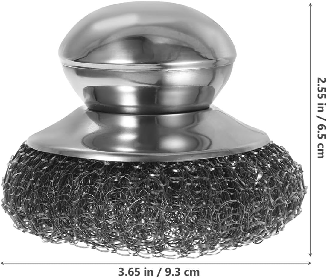 2pcs Stainless Steel Pot Scrubber with Handle, Kitchen Dish Washing Brush for Heavy-Duty Pan and Pot Cleaning, Sturdy 304 Stainless Wire Scrubbers for Household Kitchen Use