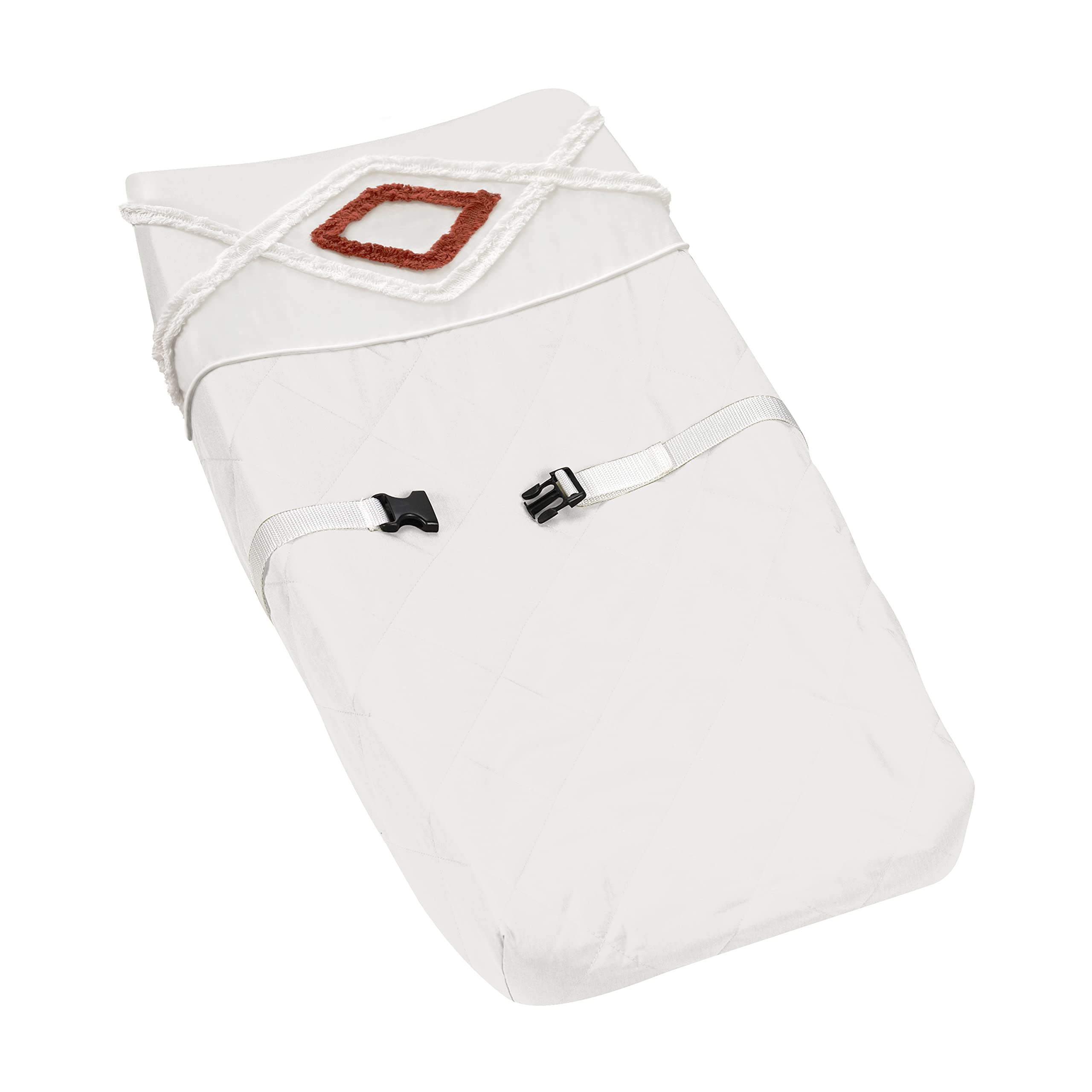 Sweet Jojo Designs Boho Diamond Boy or Girl Baby Nursery Changing Pad Cover - Ivory Burnt Orange Rust Off White Diamond Tufted Bohemian Farmhouse Southwest Shabby Chic Designer Tribal Gender Neutral