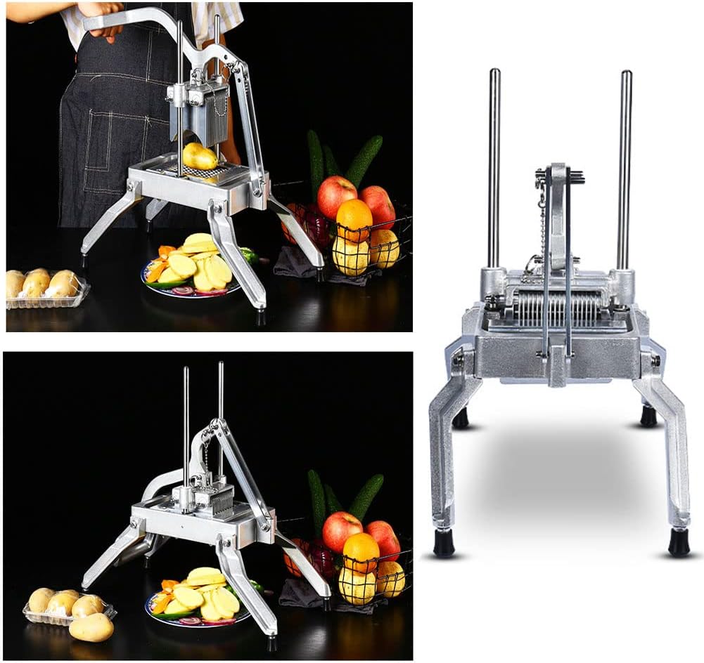 Commercial Vegetable Dicer Heavy Duty Onion Slicer Tomato Chopper French fry Cutter with 3/8”& 3/16” Removable and Replaceable Stainless Steel Blade Assembly