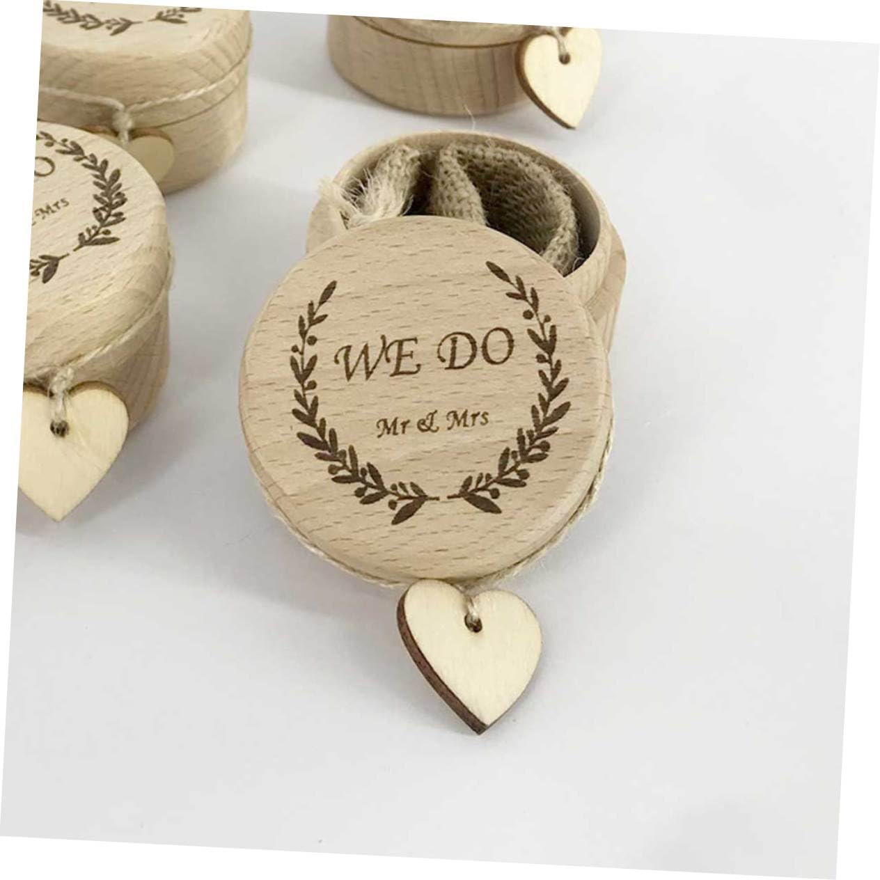 STOBAZA 3pezzi Scatola Legno Per Fedi Nuziali Portanello Rustico Per Matrimoni e Fidanzamenti Contenitore Decorato Per Anelli Per Cerimonie e Occasioni Speciali