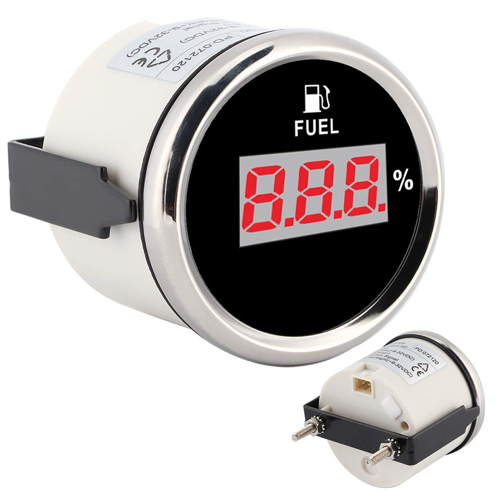 Indicateur de jauge de niveau de carburant d'huile | Pourcentage de compteur de niveau d'huile numérique de jauge de carburant 2in 190ohm pour moto de chat de bateau de Y ht de 12 V/24 V(Noir)