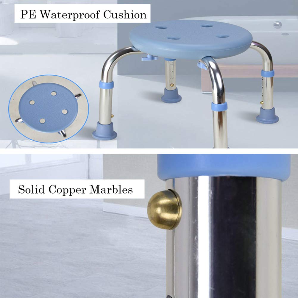 CYY Taburete de Ducha Antideslizante para Ancianos Discapacitados,Plástico y Aluminio Silla de Ducha-Regulable en Altura,Montaje Sin Herramientas(Azul/150KG Cargable)