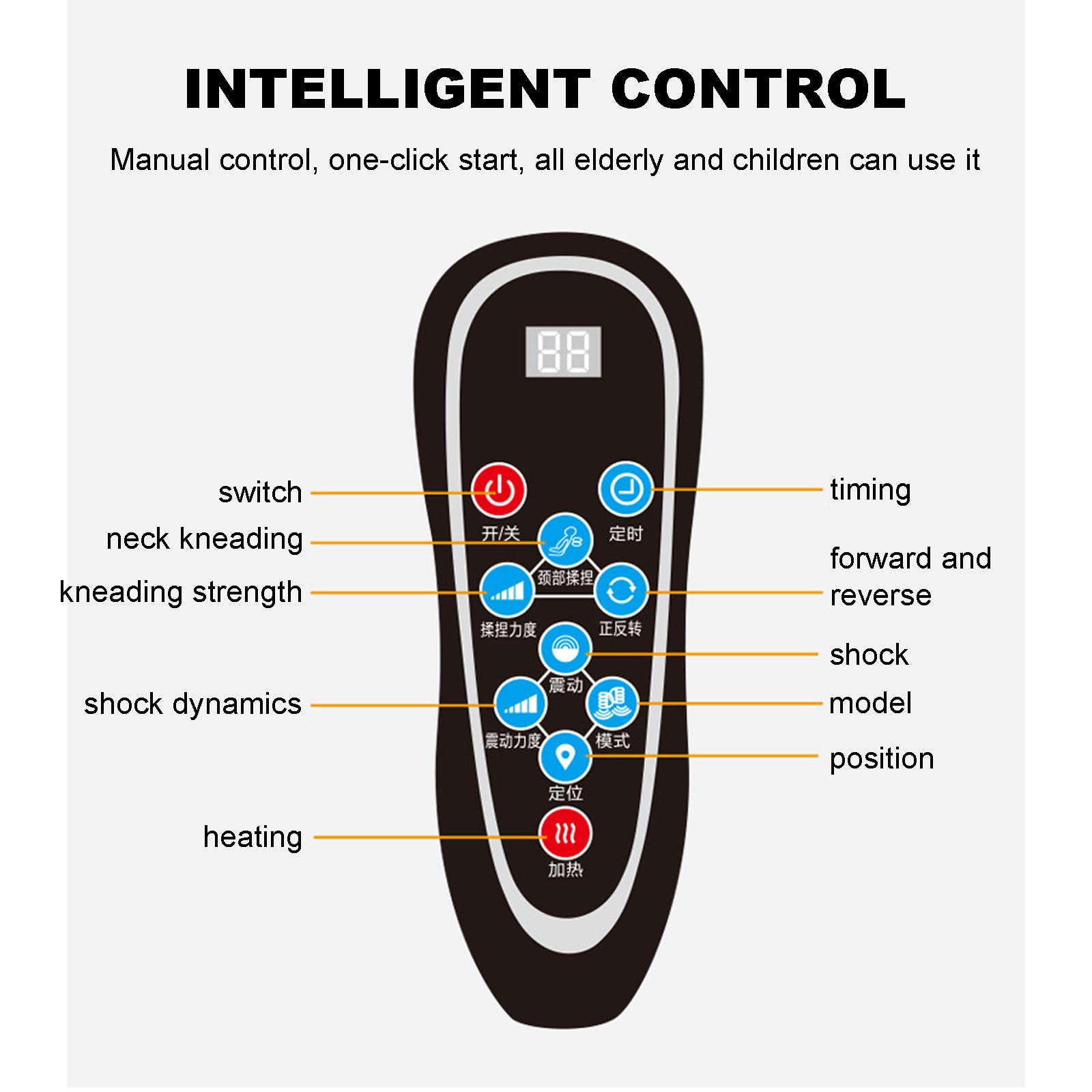 Tappetino massaggiante vibrante per tutto il corpo di livello 9 - Controllo manuale intelligente, 9 metodi di massaggio, massaggio cervicale riscaldato, utilizzato per alleviare il mal di schiena,Grey