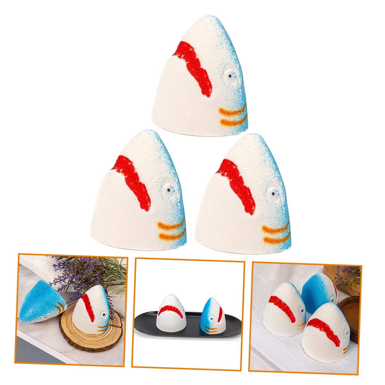 3 Piezas Pelota de Baño de Tiburón Bomba de Sal Aromática Burbujas Ricas