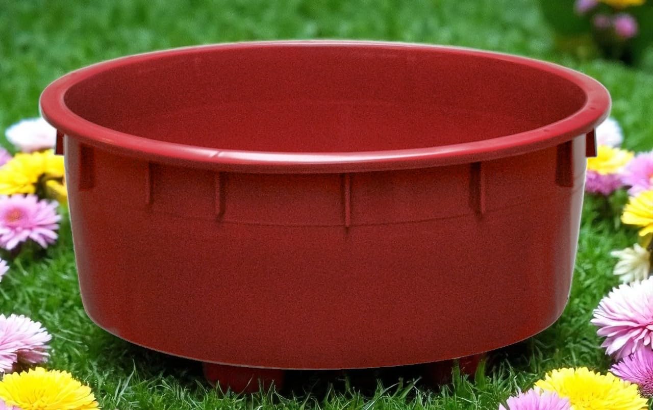 Mobil Plastic | Mastello basso alimentare 110 litri in plastica resistente | Per vendemmia, alimenti e liquidi | Color vinaccia