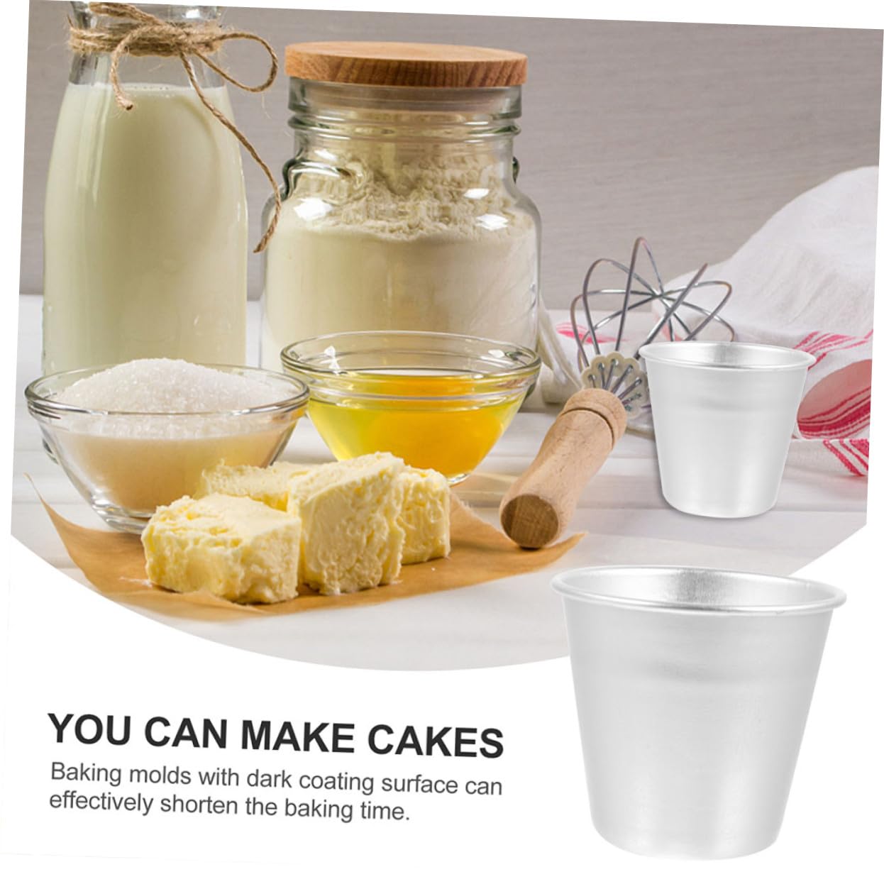 Moldes para Hornear de Aluminio Mediano Antideslizante para Postres, Tazas de Repostería Seguras y Reutilizables para Mousse y Pudín, Juego de 12 Piezas para Horno Doméstico