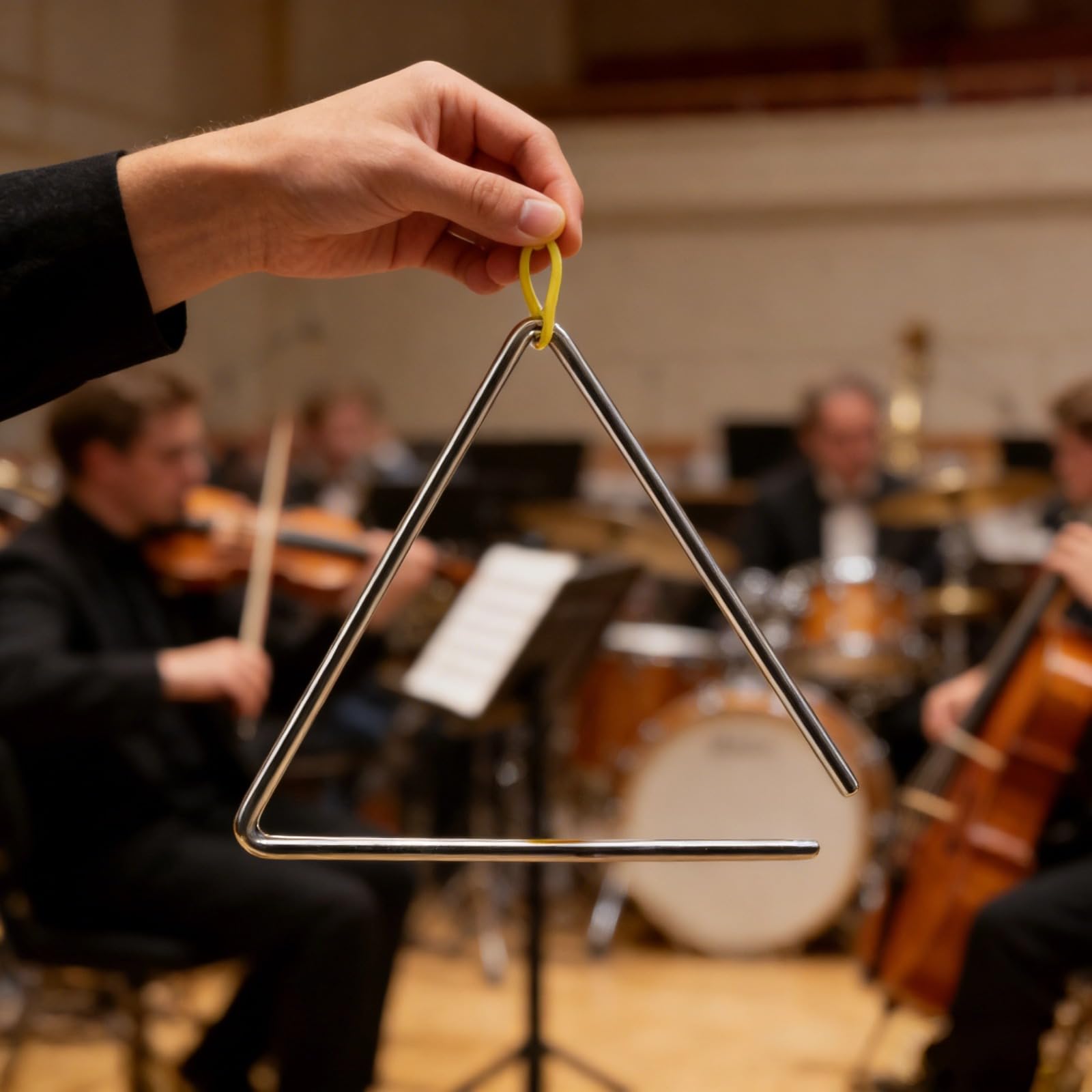 Metall-Dreiecksglocke, 10 Zoll Percussion-Instrument mit Schlägel, aus schwerem Metall, klarer heller Klang, musikalische Früherziehung für Kinder, für Kindergarten und Essensglocke im Freien