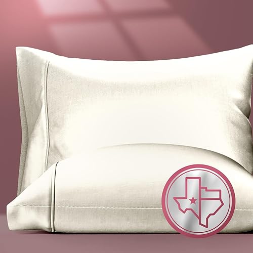 TEXAS LINEN CO. Juego de 2 fundas de almohada de 100 % algodón, se adapta a almohadas estándar y Queen, calidad egipcia prémium de 800 hilos, tejido
