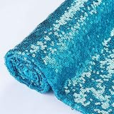 Pardecor Sequin Fabric by The Yard 1 Yard Sparkly Fabric Mesh Sequins Fabric for Sewing Dress and Making Wedding Party Tablecloth Table Runner Decorations (1 Yard, Turquoise)