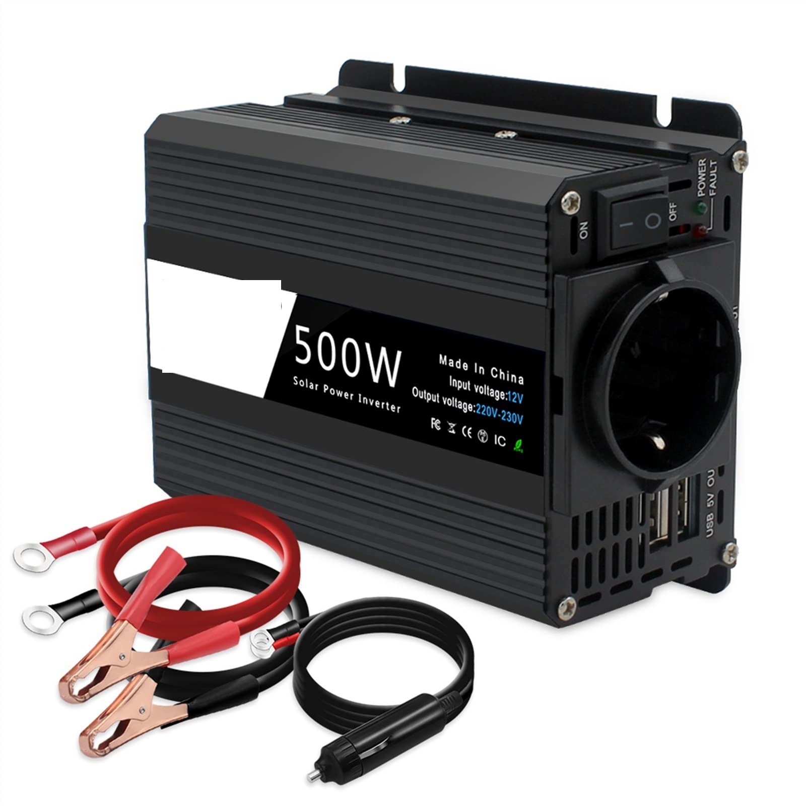 Falownik samochodowy 12 V 220 Moc 500 W / 1500 W / 2000 W Konwerter 2 USB Gniazdo UE 12 V Auto Inversor Transformator Solar(3000W)