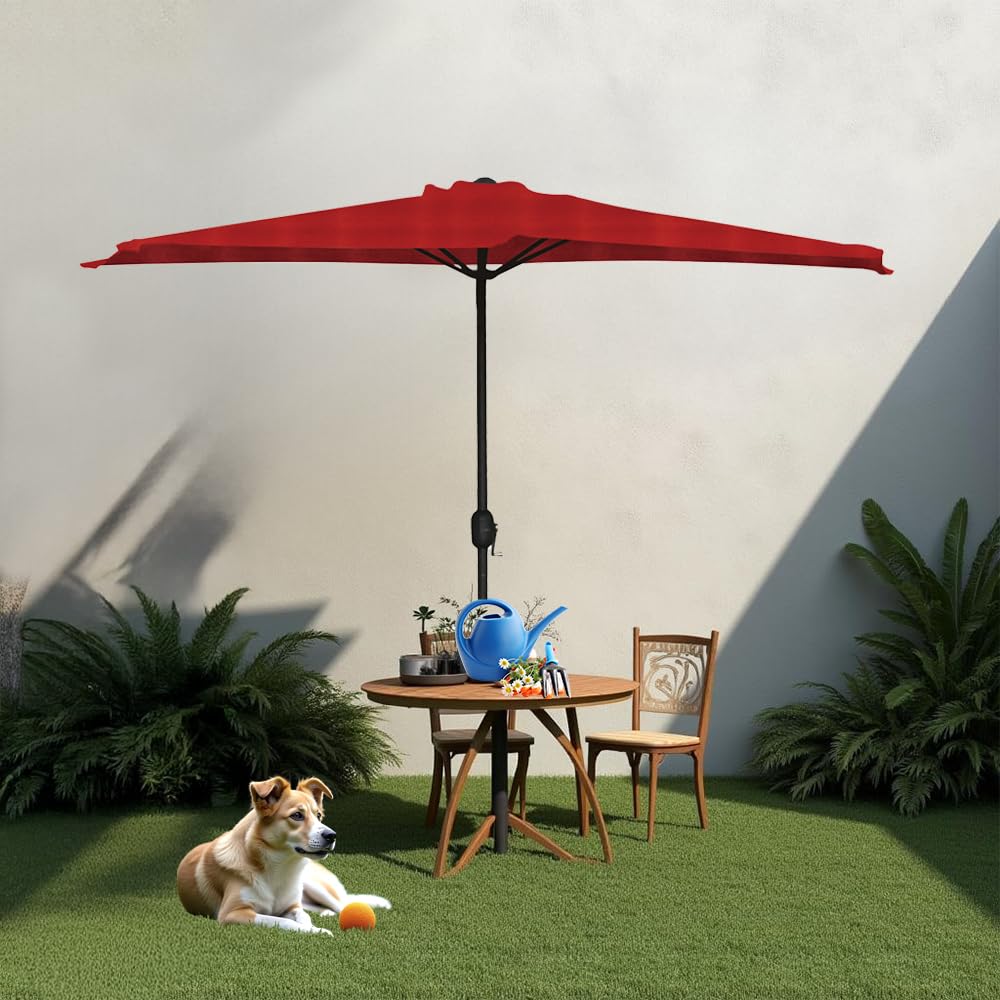 Ombrellone Mezzaluna 300x150x250h cm, da Muro e Parete, Palo Ø38 mm, Protezione UV, Idrorepellente, Parasole Ombra