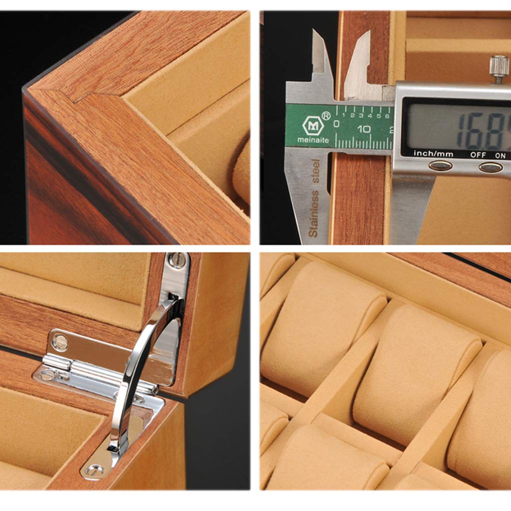 Scatola Porta Orologi per Uomo e Donna in Legno con 10 Scomparti, Custodia per Orologi, espositore per Gioielli, Organizer con 10 Cuscini