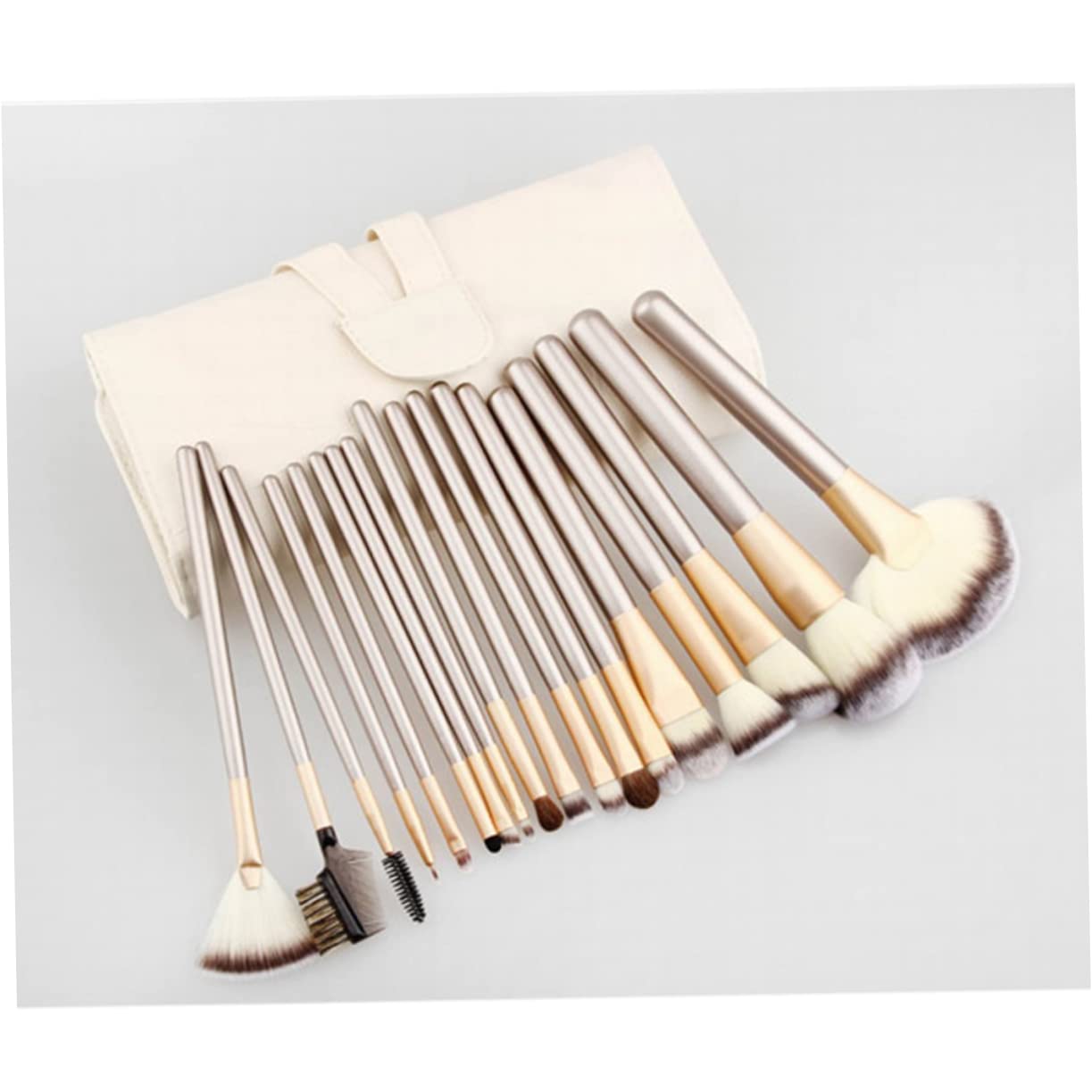 Set de Brochas de Maquillaje Profesional 24 Piezas con Mango de Madera | Pelo Sintético y Fibra Superfina, Estuche de Viaje de Pu, para Rostro, Base, Sombra y Cejas
