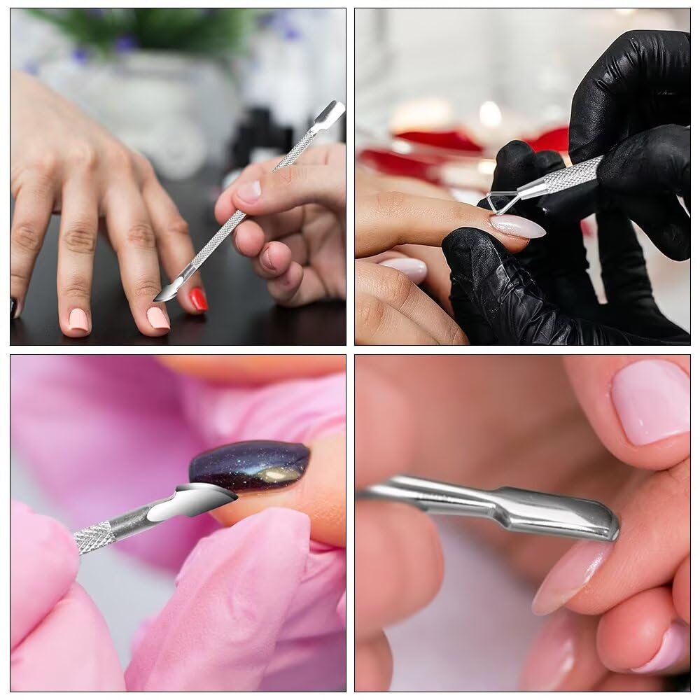 Repousse-cuticules - Kit d'outils de manucure avec fourchette, lot de 2 outils pour enlever et tailler les cuticules, grattoir à vernis en gel UV à double tête pour éliminer les peaux mortes