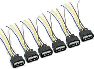 QOOWFEANIG 6Pack Ignition Coil Connector Plug, Ignition Coil Female Connector Plug Harness Pigtail RAV4 4-Way Harness 90980-11885 Replacement for Toyota Lexus Camry (Black)