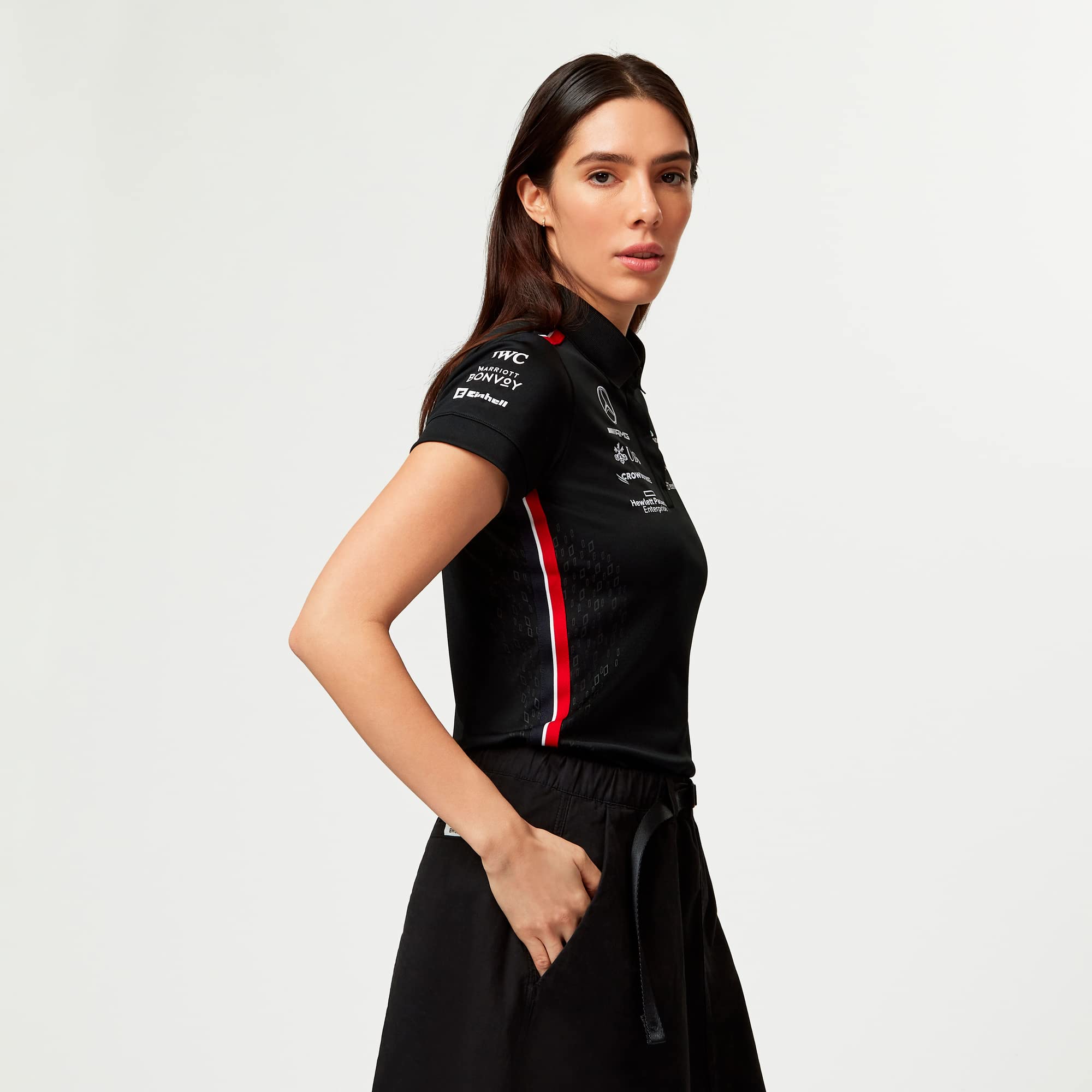 Mercedes AMG Petronas Formula One Team - Polo del Equipo para Mujer 2023 - Negro - Talla: M
