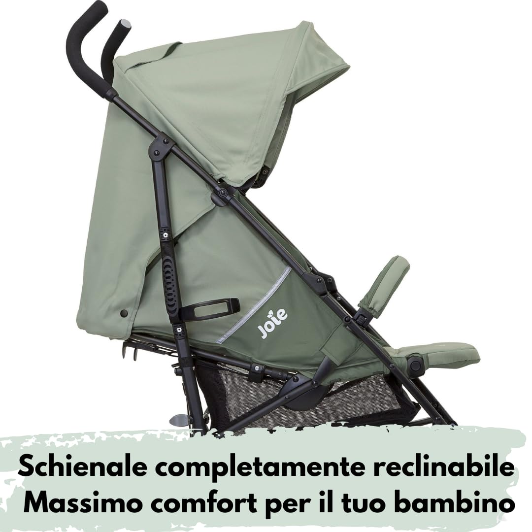Joie Nitro LX – Passeggino e passeggino sportivo, solo 7,7 kg, passeggino da viaggio con funzione reclinabile, sospensione singola e schienale regolabile, con protezione da pioggia e insetti