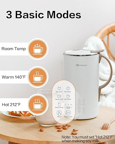 Miniatura 10 de Máquina automática de leche de nueces, máquina de leche de soja de 20 onzas, almendras caseras, avena, coco, soja o leche a base de plantas, bebidas