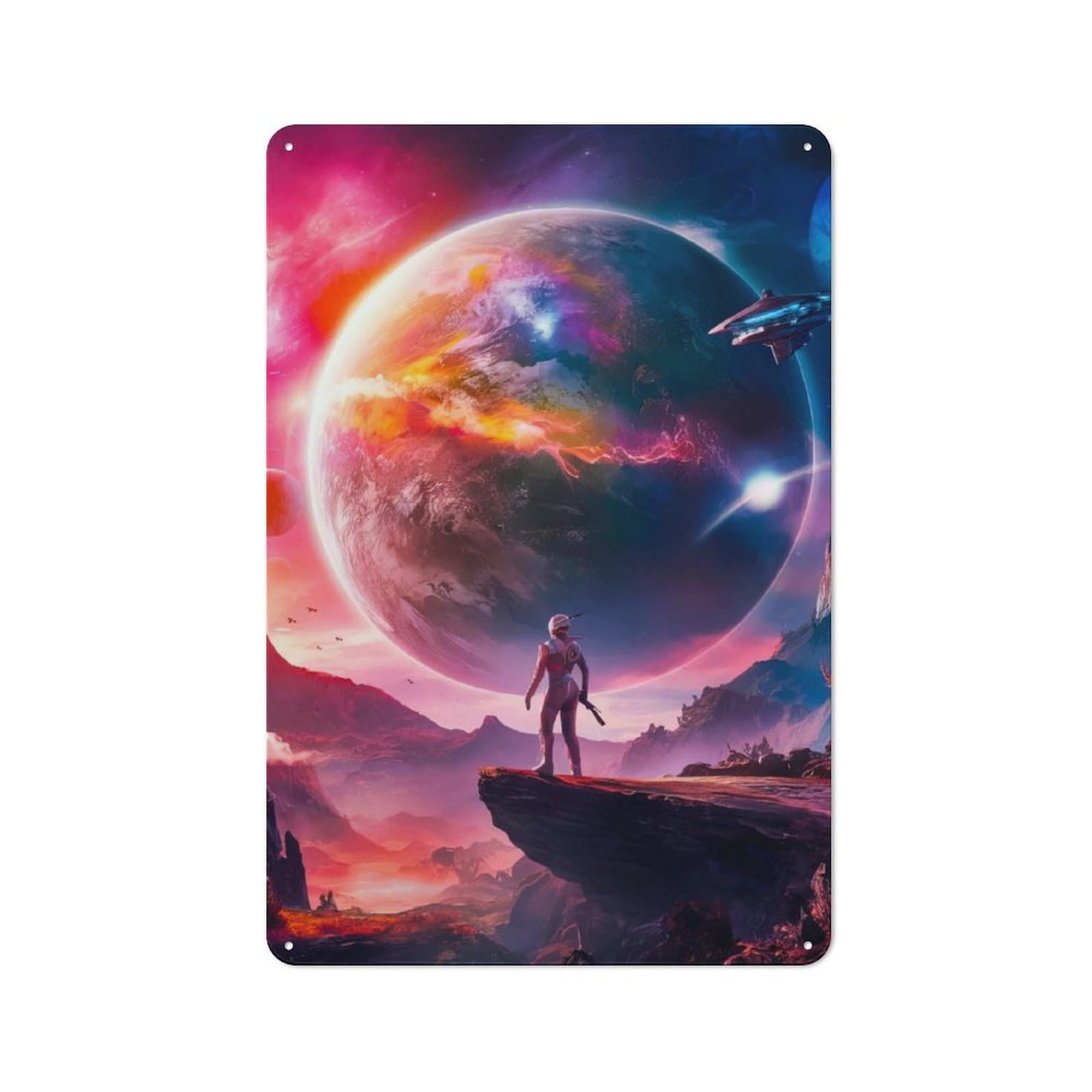 Junmoney Interstellar Explorer Retro Metal Wall Sign 30X20cm Featuring For Hallway Wall, For Garage, Workshop And Man Cave Decoration