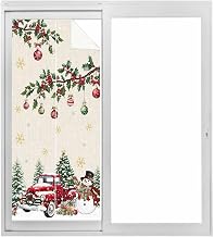 Christmas Window Privacy Film, Xmas Snowman Truck Snowflake Tree Balls Rustic Static Cling UV Sun Blocking Tint Film Heat Control Windows Films for Bedroom Bathroom, Window Stickers 17.7"x39.3"