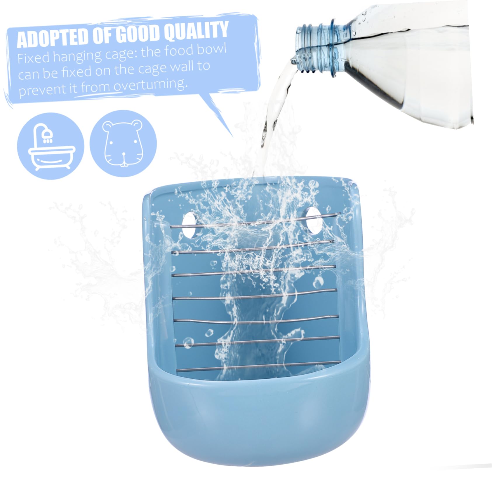minkissy Comedero para Chinchillas Estante de Hierba, Comedero de Comida y Heno para Conejos, Diseño Cerámico Fijo Antivuelco, Instalable en Jaula