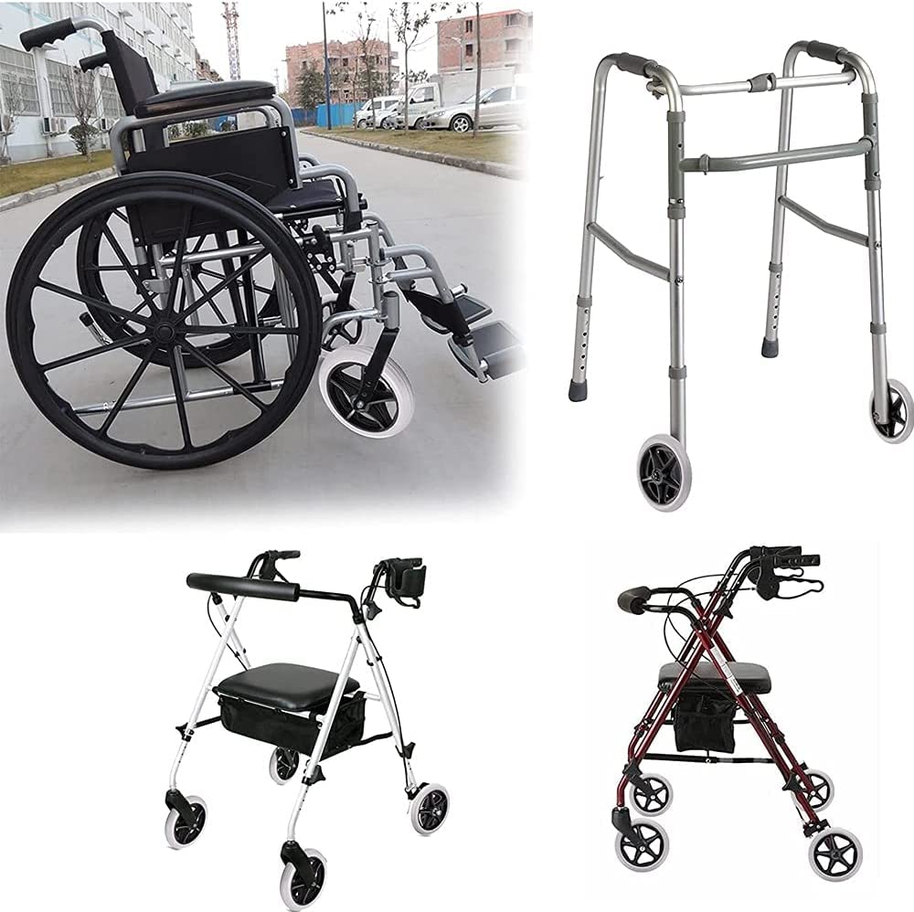 LekLai Rueda de Repuesto para Silla de Ruedas, Ruedas de 7 Pulgadas, 2 Ruedas Delanteras, Ruedas de Repuesto para Sillas de Ruedas, Ruedas de Monopatín, Ruedas de Gomaiza Resistentes para Compras de