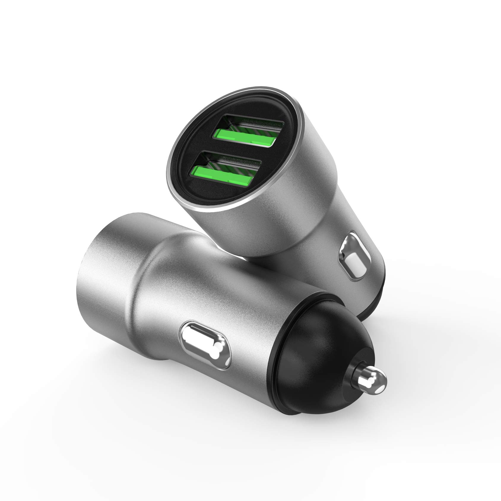 Car Charger, All Metal Car Charger Adapter Mini Flush Fit USB Car Charger Dual Port Charging Compatible with iPhone 12/11 pro/XR/x/7/6s